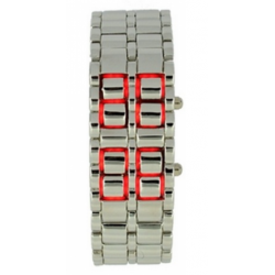 Red Led White Chain Faceless Watch